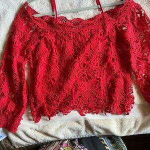Lucy Paris Vibrant Red Lace Top